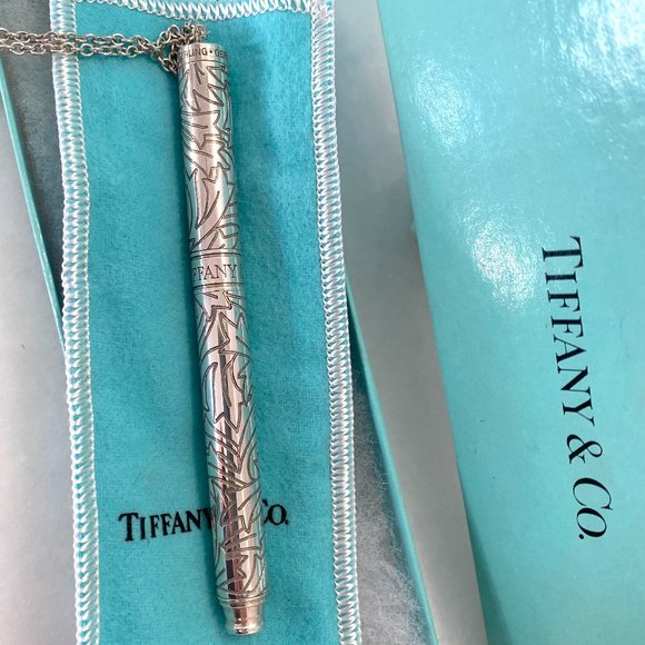 Vintage TIFFANY & CO 925 Sterling Silver Rare Ballpoint Pen with Necklace - Picture 2 of 16
